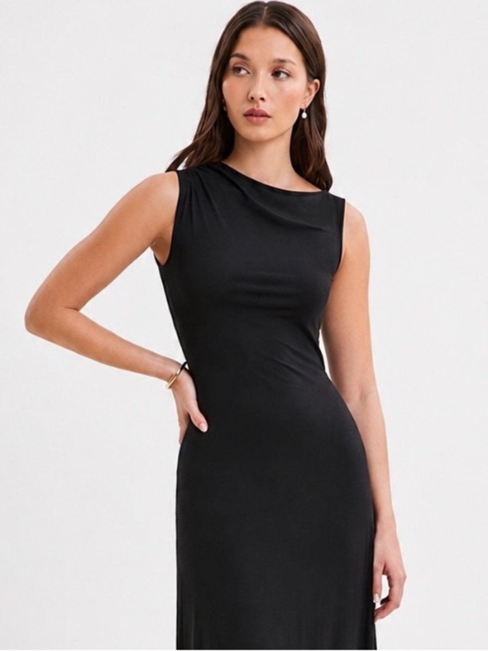 Marcella NYC Laurel Dress Gown Asymmetrical European Stretch Jersey XS - Picture 8 of 15